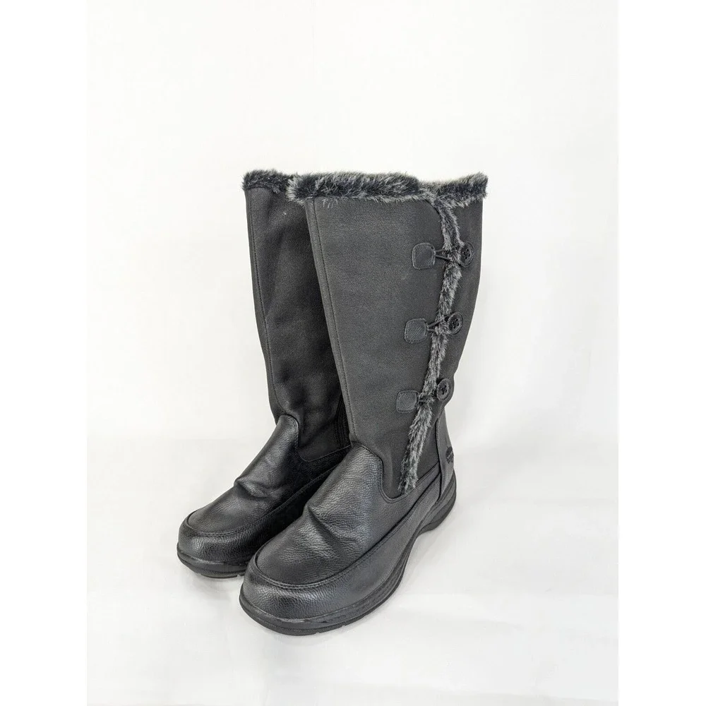 Totes Women's Alicia Black Snow Boot  Waterproof Zipper US 10M‎
